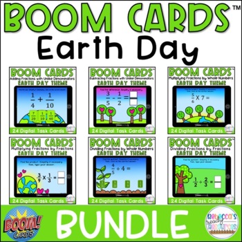 Preview of BOOM Cards™ Earth Day Fractions Bundle