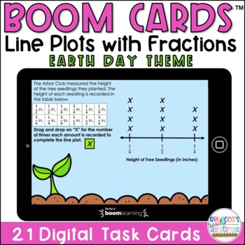 Preview of BOOM Cards™ Earth Day Line Plots with Fractions