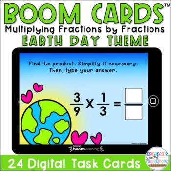Preview of BOOM Cards™| Earth Day Multiplying Fractions by Fractions