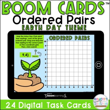 Preview of BOOM Cards™ Earth Day Ordered Pairs on a Coordinate Grid