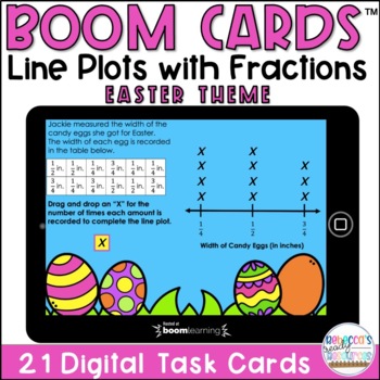 Preview of BOOM Cards™| Easter Line Plots with Fractions
