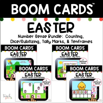 Preview of BOOM Cards Easter/Spring Number Sense Bundle Dice, Tallies, Tenframes & Counting