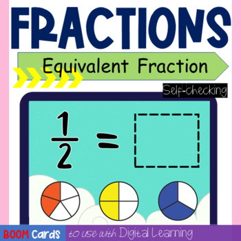 Preview of BOOM Cards Equivalent Fractions | Find Fraction That Matches Equivalent Figure