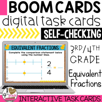 Preview of BOOM Cards Equivalent Fractions on a Number Line