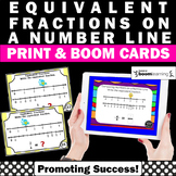 BOOM Cards Equivalent Fractions on a Number Line 3rd Grade