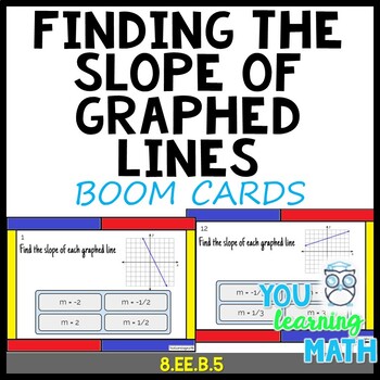 Preview of Finding the Slope of Graphed Lines: BOOM Cards - 22 Problems