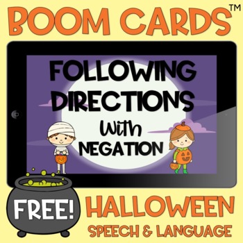 Preview of BOOM Cards™️ Halloween Costumes Following Directions w/ Negation FREEBIE