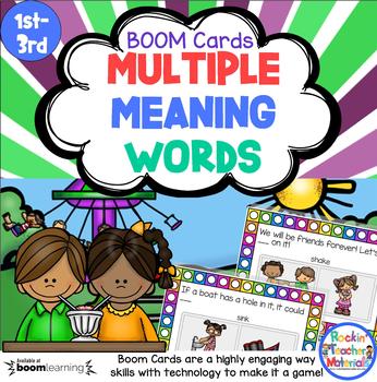 Preview of Multiple Meaning Words (Homonyms) Digital Task Cards Distance Learning