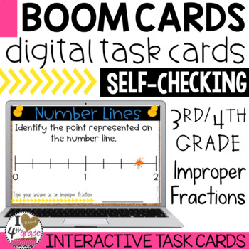 Preview of BOOM Cards Improper Fractions on a Number Line