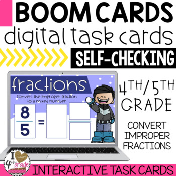 Preview of BOOM Cards Improper Fractions to Mixed Fractions