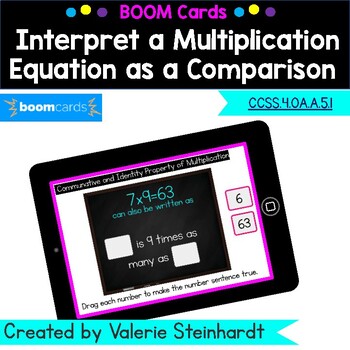 Preview of BOOM Cards- Interpret a Multiplication Equation as a Comparison CCSS.4.OA.1