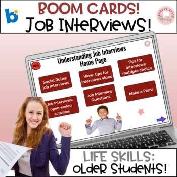 Preview of BOOM Cards Job Interview Preparation Questions High school