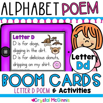 Preview of BOOM Cards! LETTER D Alphabet Poem and Letter D Digital Activities