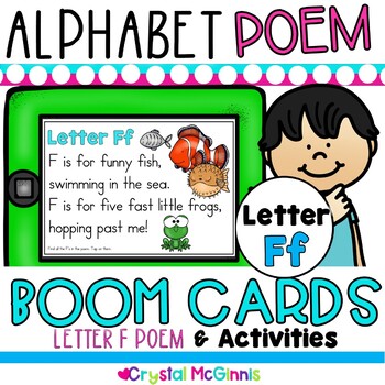 Preview of BOOM Cards! LETTER F Alphabet Poem and Letter F Digital Activities