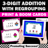BOOM Cards Math 3-Digit Addition with Regrouping Practice 