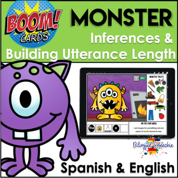 Preview of BOOM Cards | Monster Inferences & Building Utterance Length | Bilingual
