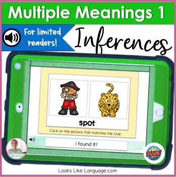 Preview of BOOM Cards Multiple Meanings 1  Inferences Speech Therapy