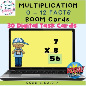 Preview of BOOM Cards Multiplication 0 - 12 Fact Fluency FREE