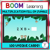 BOOM Cards Multiplication Fill In Math Fact 100 Unique Car