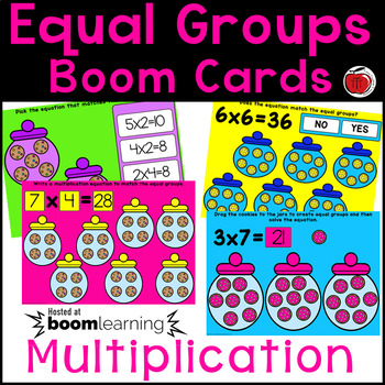 Preview of BOOM Cards Multiplication with Equal Groups - Distance Learning