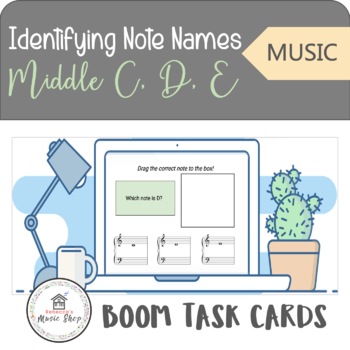 Preview of BOOM Cards- Naming Notes Middle C, D, E