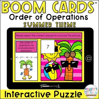 BOOM Cards™ Order of Operations Summer End of the Year Interactive Puzzle