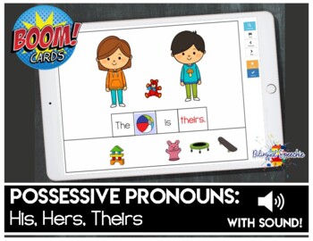 Preview of BOOM Cards | Possessive Pronouns | for Speech Teletherapy & Distance Learning