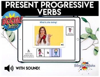 Preview of BOOM Cards | Present Progressive Verbs | for Speech Teletherapy