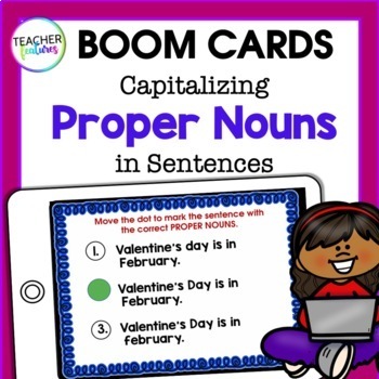 Preview of Boom Cards PROOFREADING & CAPITALIZING PROPER NOUNS in SENTENCES