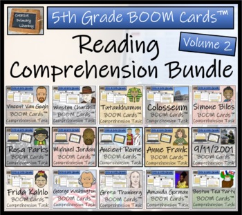 Preview of BOOM Cards™ Reading Comprehension Bundle | Volume 2 | Fifth Grade