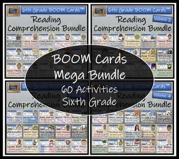 Preview of BOOM Cards™ Reading Comprehension Mega Bundle | Sixth Grade
