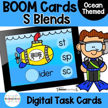 Preview of S Blends Phonics Boom Cards | Digital Task Cards | Distance Learning