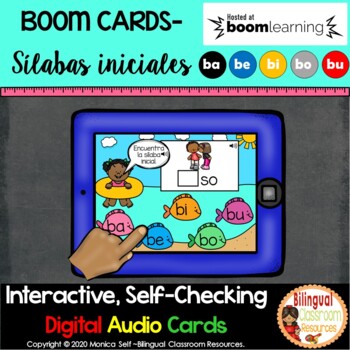 Preview of Sílabas iniciales con la letra b | ba be bi bo bu |  BOOM Cards | FREE