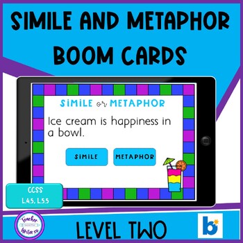 Preview of BOOM Cards Simile and Metaphor Figurative Language Practice Level 2