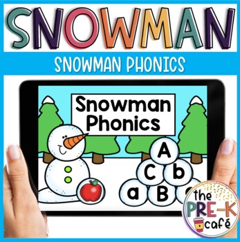 Preview of BOOM Cards Snowman Phonics | Pre K | Kindergarten | Phonemic Awareness | letters