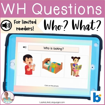 Preview of BOOM Cards | Speech-Language Therapy | Action Verbs and What Questions