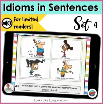 Preview of BOOM Cards | Speech-Language Therapy | Idioms in Sentences 4