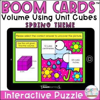 Preview of BOOM Cards™ Spring Find Volume of Rectangular Prisms Using Unit Cubes