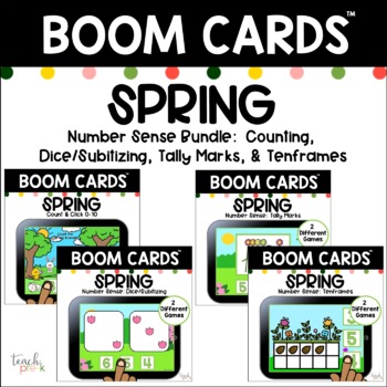 Preview of BOOM Cards Spring Number Sense Bundle Dice, Tallies, Tenframes & Counting