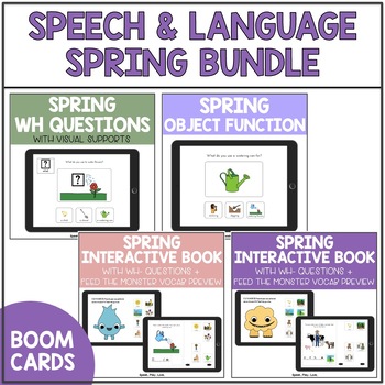 Preview of BOOM Cards - Spring Speech Language Activities - March April May Speech Therapy