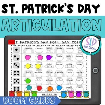 Preview of March Speech and Language Therapy St Patrick's Day Articulation Boom Card Game