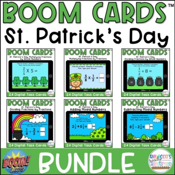 Preview of BOOM Cards™ St. Patrick's Day Fractions Bundle