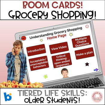 Preview of BOOM Cards Grocery Shopping Mixed groups Special Education Life skills