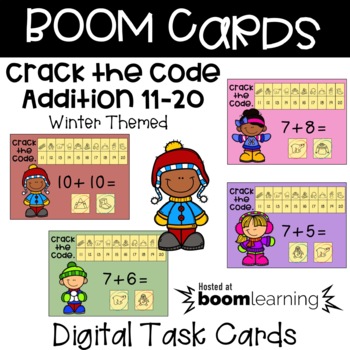 Preview of BOOM Cards - Crack the Code Addition 11-20 - Winter Themed