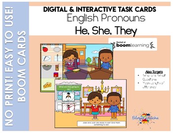 Preview of BOOM Cards in English | Pronouns | for Speech Teletherapy