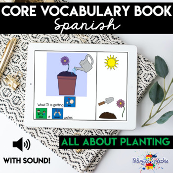 Preview of BOOM Cards in Spanish | Planting-Themed & Core Vocabulary