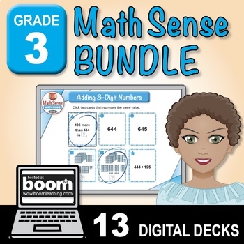 Preview of BOOM Digital Matching: Grade 3 Math Sense Bundle of 13 Decks | Fractions & More