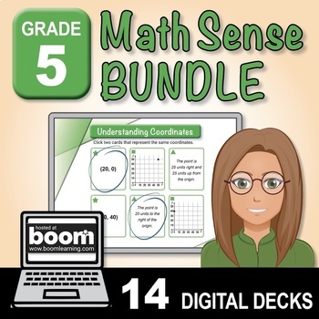 Preview of BOOM Digital Matching: Grade 5 Math Sense Bundle of 14 Decks | Fractions & More