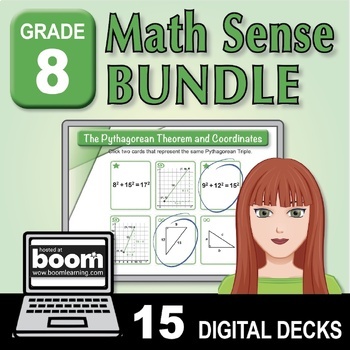 Preview of BOOM Digital Matching: Grade 8 Math Sense Bundle of 15 Decks