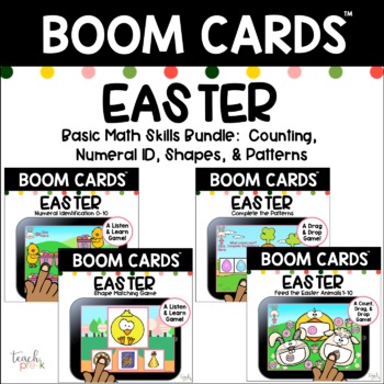 Preview of BOOM Easter Basics Math Bundle: Counting, Shapes, Patterns & Numeral ID